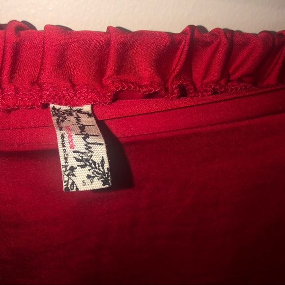 Free People red satin skirt - Picture 2 of 2